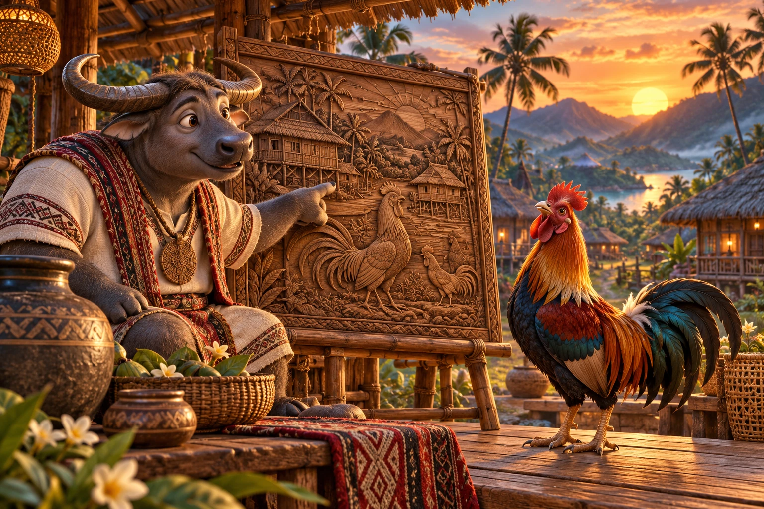 A rooster and village historian explore Philippine rural heritage.